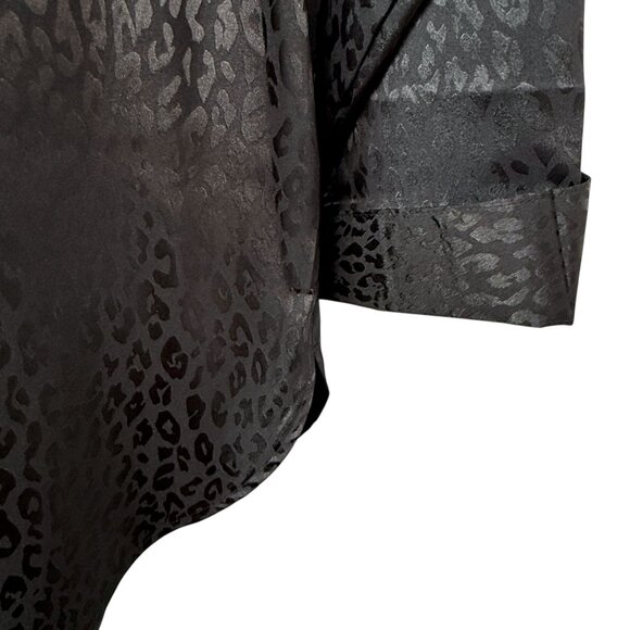 OLD NAVY Blouse Plus Size 2X Black Satin Leopard Long Sleeve Buttonup Shirt NWOT - Picture 9 of 11